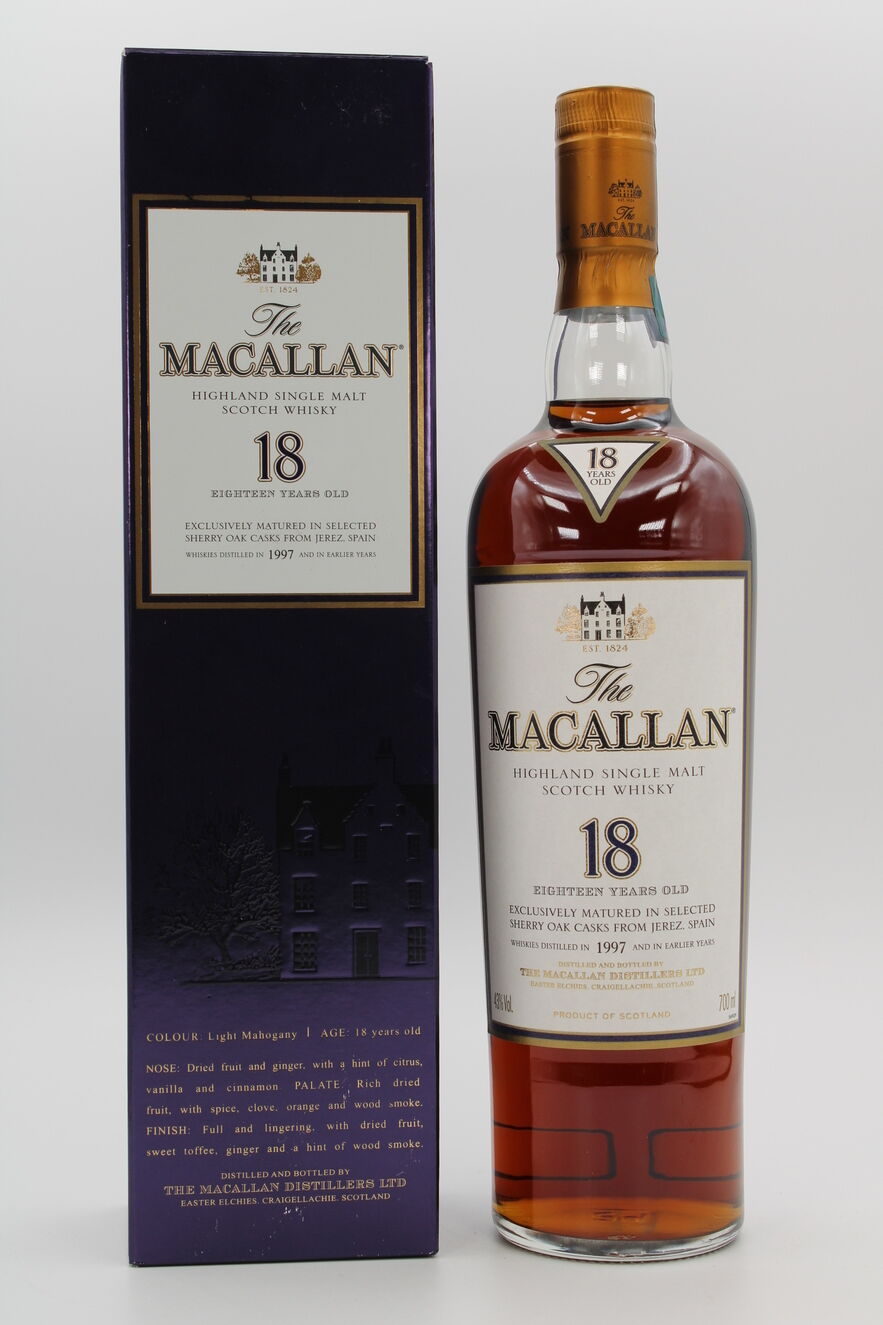 Pack de 2 Whisky The Macallan Single Malt 18 Años Sherry Oak 700 ml The  Macallan Single Malt 18 Años Sherry Oak